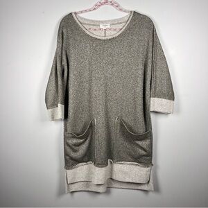 Umgee Green Shimmery Tunic Sweater Top Dress Size Small Casual Comfy Oversized